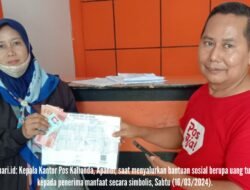 Kantor Pos Kalianda Salurkan Bantuan Uang Tunai untuk 400 KPM