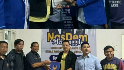 Didampingi Vokalis Kiki The Potters, Bang Taun Daftar Penjaringan Bakal Calon Wakil Bupati Lampung Tengah di NasDem dan Demokrat