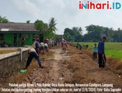 Perbaiki dan Bersihkan Saluran Air Warga Dusun Pulo Bambu, Desa Rawa Selapan, Candipuro Bergotong Royong