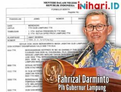 Mulai Besok Fahrizal Darminto Jabat Plh Gubernur Lampung Gantikan Arinal Djunaidi