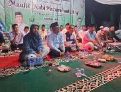 Wakili Egi, Calon Wakil Bupati Lamsel M. Syaiful Anwar Hadiri Peringatan Maulid Nabi Muhammad SAW di Masjid Al Asri di Perumahan Permata Asri 2, Jati Agung