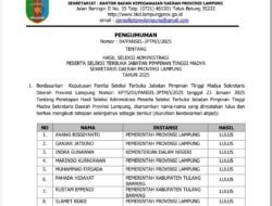 9 Pejabat Calon Sekdaprov Lampung Lulus Seleksi Administrasi, Siapa Saja Mereka? Berikut Daftarnya!
